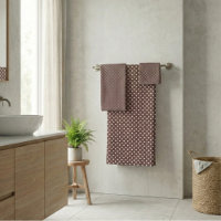 Braune Elfenbein-Polka-Punkte Retro-Badezimmer-Dek