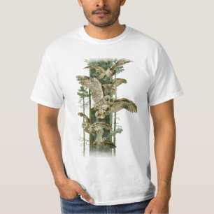 Braune Eulen im Flug T-Shirt