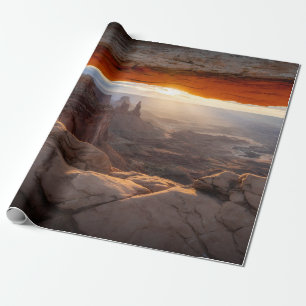 BRAUNE FELSWAND WÄHREND DES SONNENUNTERGANGS GESCHENKPAPIER