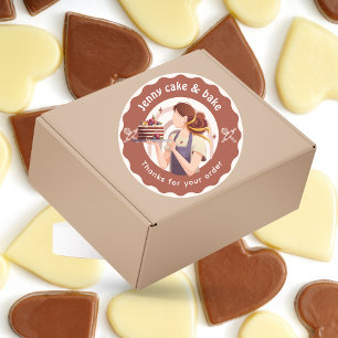 Braune feminine Kuchen und Aufkleber für süße Gesc