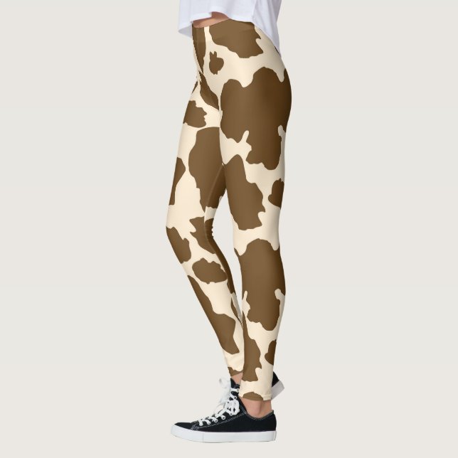 Braune Flecken Kuh Print Bauer Farm Tiere Klasse Leggings (Links)