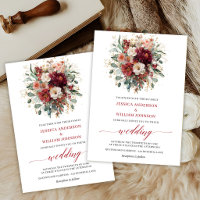 Braune Florale Grüne Bohemian Herbst Hochzeitseinl