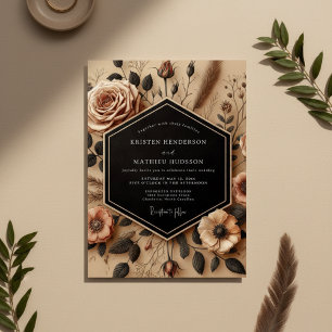 Braune Florale Herbstromantik-Hochzeit Einladung