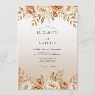 Braune Florale Verzauberung Hochzeit Einladung