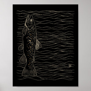 Braune Forelle Fliegenfischen Trockenfliege Binden Poster