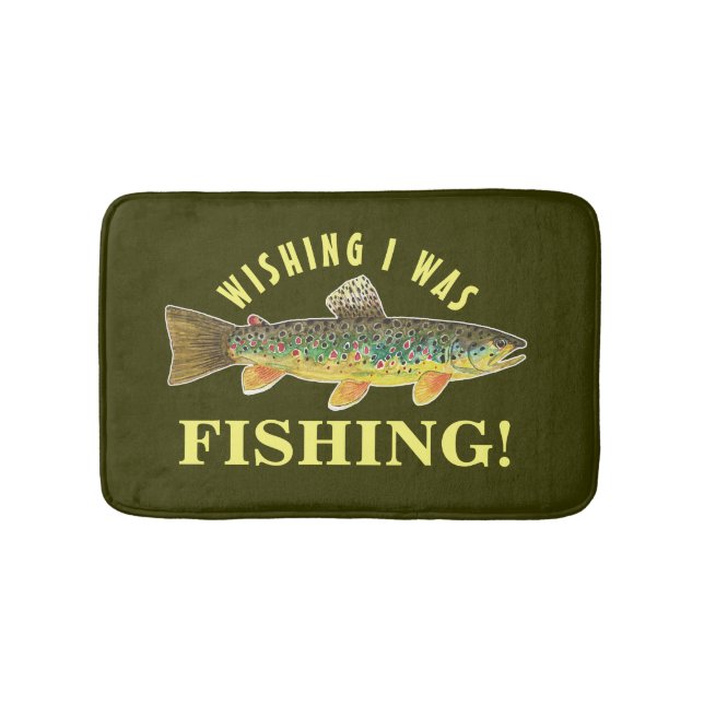 Braune Forellen "Wish I was Fish" Badematte (Vorderseite)