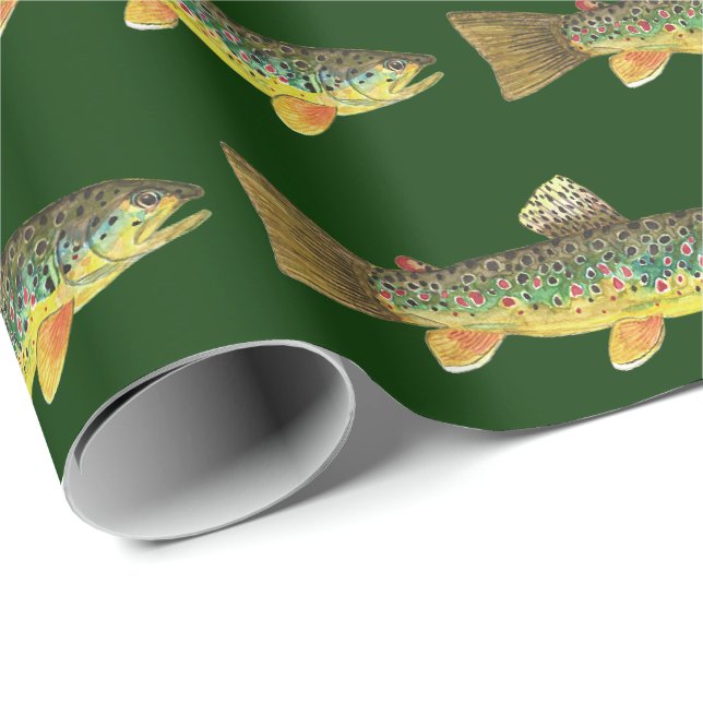 Braune Forellenfliege Angelangler Geschenkpapier (Rolleneckpunkt)