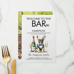 Braune französische Bulldogge Bar Menükarte