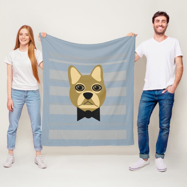 Braune Frenchie Bulldog, Streifen Fleecedecke (Beispiel)