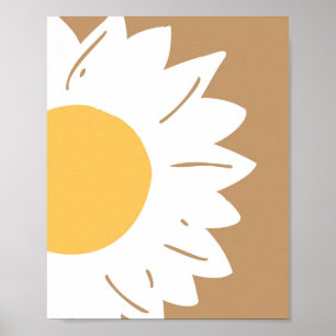 Braune Gänseblümchen – Minimalistische Blumen-Wand Poster