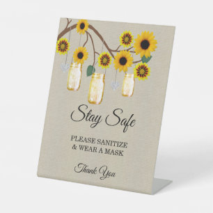 Braune gelbe Blumen Glas Einmachglas Hochzeit Sich Sockelschild