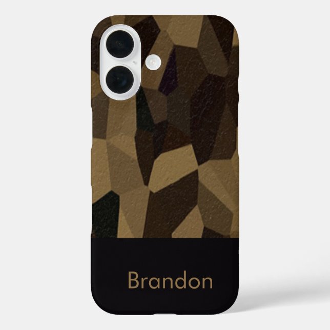 Braune geometrische Formen Sticker iPhone 16 Hülle (Rückseite)