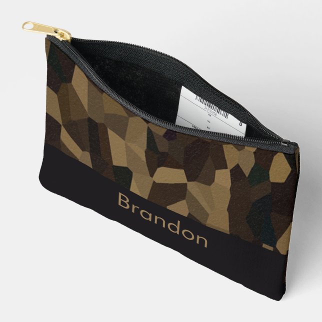 Braune geometrische Formen Sticker Zubehörtasche (Offen)