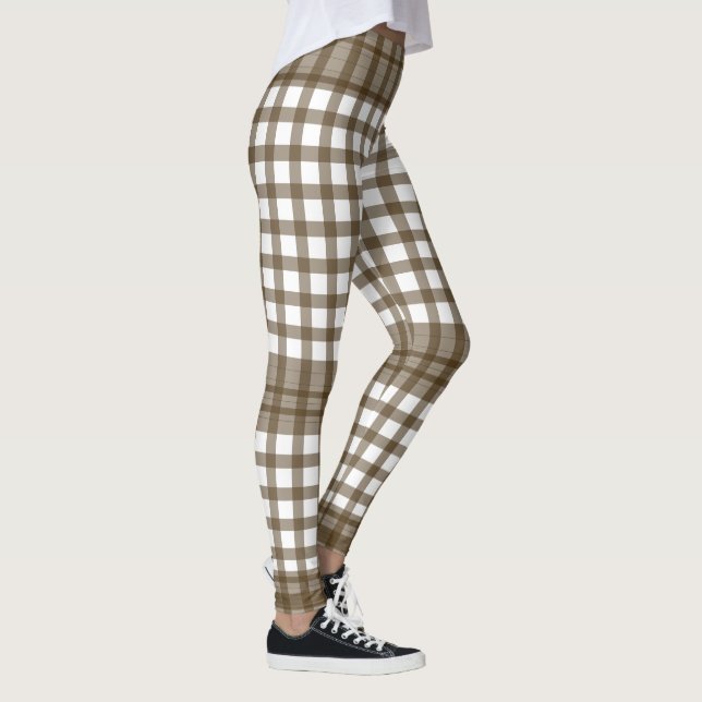 Braune Gingham-Blocks Leggings (Rechts)