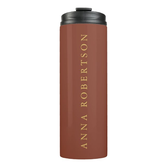 Braune Goldfarben Beruflich Trendy Dein Name Thermosbecher (Vorderseite)