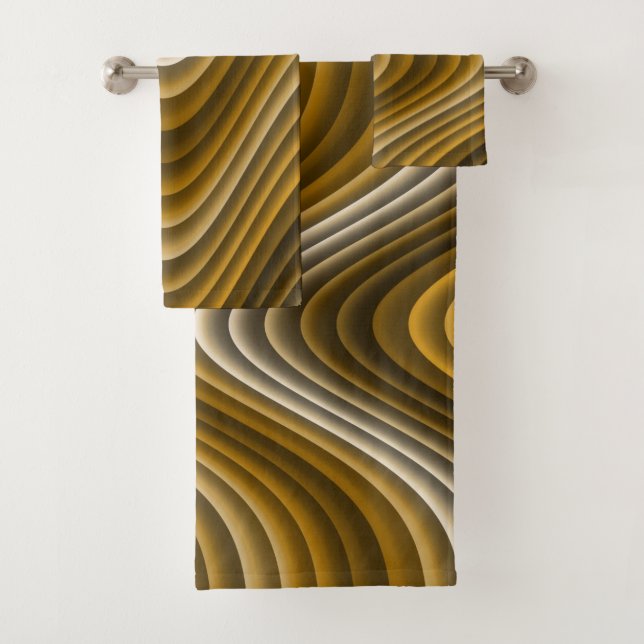 Braune Goldwellen, klassisch und schick Badhandtuch Set (Insitu)