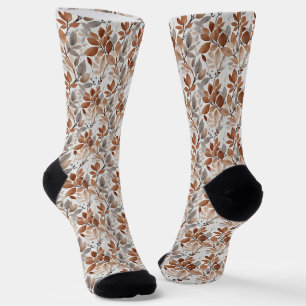 Braune graue Blätter Botanische Neutrale Blätter Socken