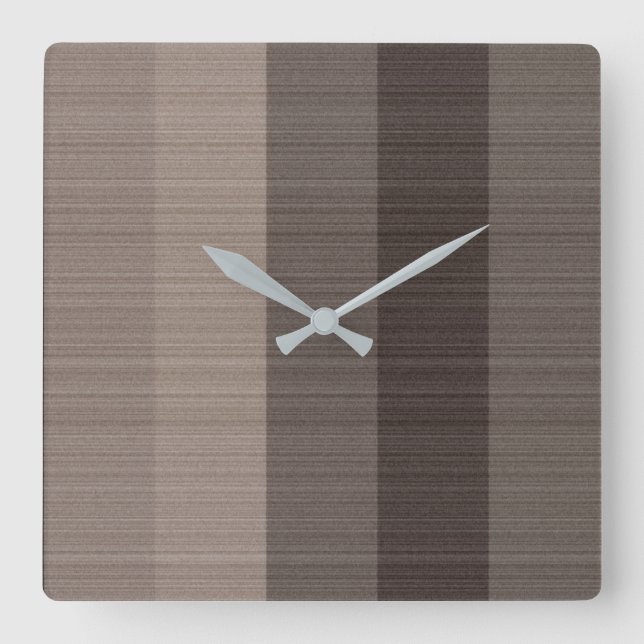 Braune graue Streifen Quadratische Wanduhr (Vorderseite)