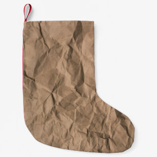 Braune, grob zerbrochene, gerecycelt Papiertextur Kleiner Weihnachtsstrumpf