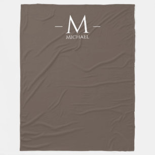 Braune große schwarze Monogramm Elegante Vorlage Fleecedecke