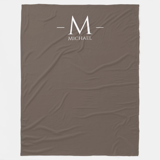 Braune große schwarze Monogramm Elegante Vorlage Fleecedecke (Vorderseite)