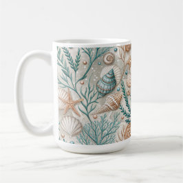 BRAUNE GRÜNE WEISSE MEERESSCHNECKEN UND WASSERPFLA KAFFEETASSE