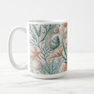 BRAUNE GRÜNE WEISSE MEERESSCHNECKEN UND WASSERPFLA KAFFEETASSE
