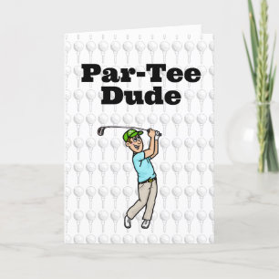 Braune Haare Männliche Golfer Grußkarte Karte