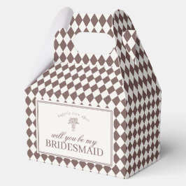 Braune Harlekin-Karo-Brautjungfer-Vorschlagsbox Geschenkschachtel