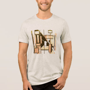 Braune hellorange geometrische Kisten MCM-Look kle Tri-Blend Shirt