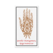 Braune Henna-Hand-Yoga-Instructor Visitenkarte