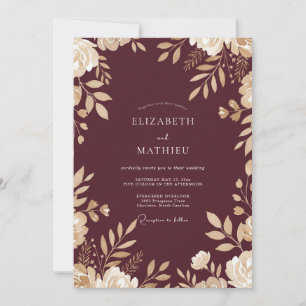 Braune herbstliche Hochzeit Einladung