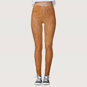 Braune Highland-Kuh Fellstruktur Leggings