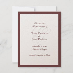 Braune Hochzeitsankündigungskarte mit Monogramm-Ra Save The Date