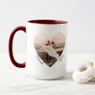 Braune Hochzeitsfoto-Herz-Dankeschön-Geschenke Tasse