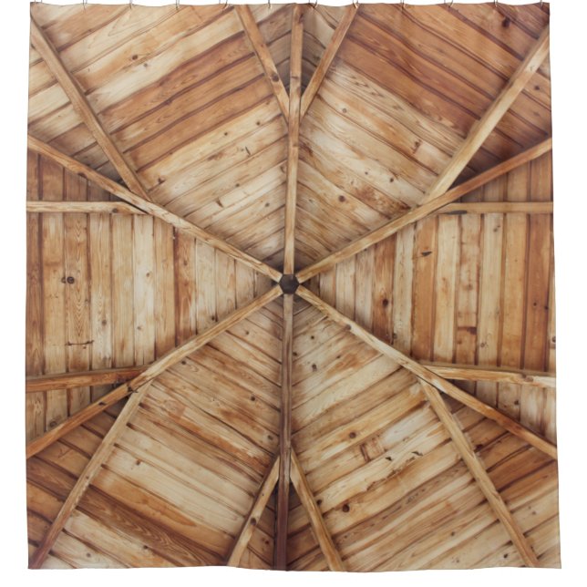 Braune Holzdecke Duschvorhang (Vorderseite)