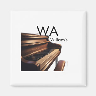 Braune Holzpiantasten - Monogrammname Magnet