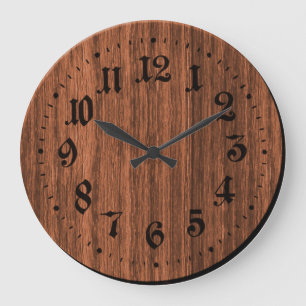 Braune Holzuhr Große Wanduhr
