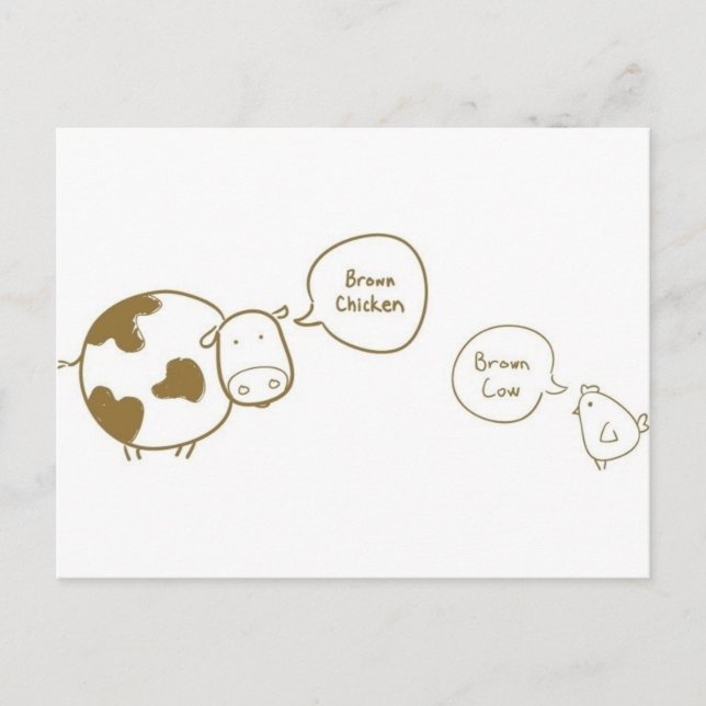 Braune Hühnerkuh Postkarte (Vorderseite)