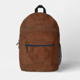 Braune Imitate Lederhaube Bedruckter Rucksack