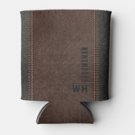 Braune Imitate Ledermonogramm Trauzeuge Geschenk Dosenkühler