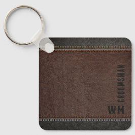 Braune Imitate Ledermonogramm Trauzeuge Geschenk Schlüsselanhänger