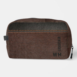 Braune Imitate Ledermonogramm Trauzeuge Geschenk Waschbeutel