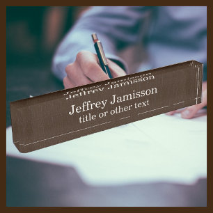 Braune Imitate texturiert Burlap Acryl Namensplakette