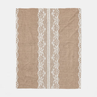 Braune Jute Leinen Weiß Spitze Textur Fleecedecke