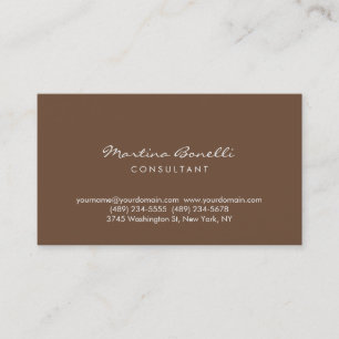 Braune Kaffee-Farbe Minimalistischer Schriftzug Ge Visitenkarte