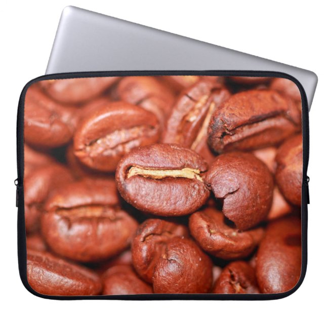 Braune Kaffeebohnen geröstet Laptopschutzhülle (Vorderseite)