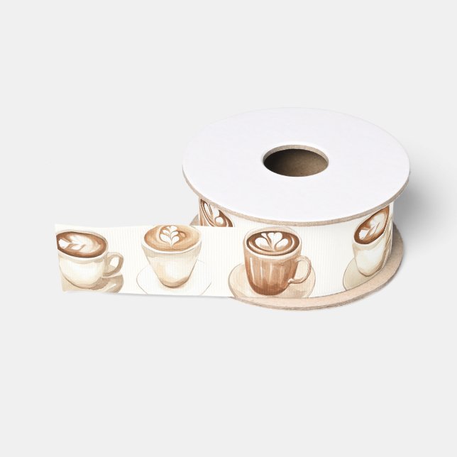 Braune Kaffeetassen aus Creme Ripsband (Spule)