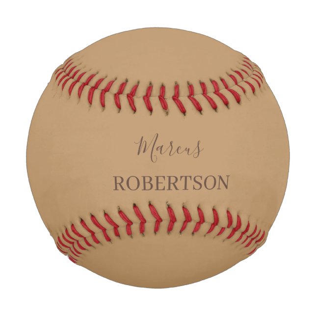 Braune Kalligrafie mit Monogramm minimalistisches  Baseball (Vorderseite)