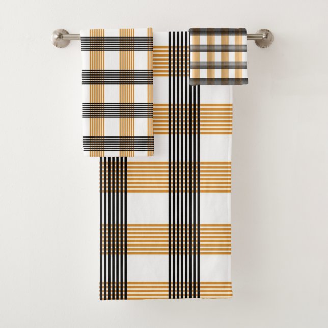 Braune Karierte Karo-Muster Badhandtuch Set (Insitu)
